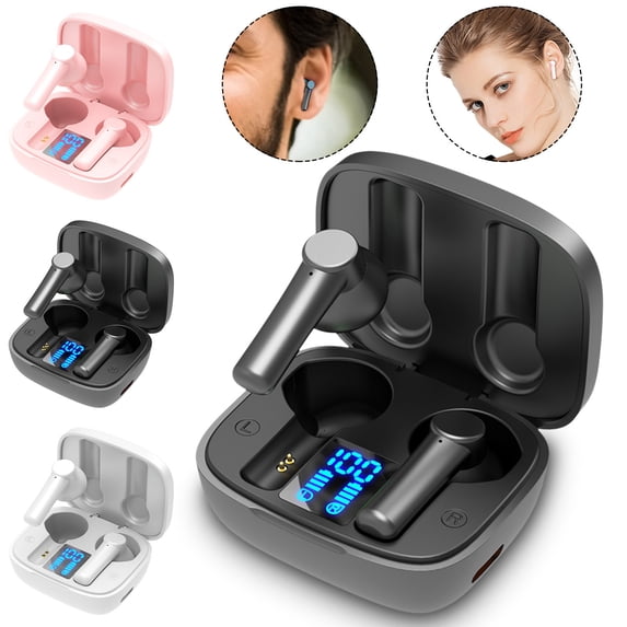 AZXY Wireless Earbuds Bluetooth,Noise Cancelling Earbuds,True Wireless Ear Buds with Charging Case,Long Battery Life Waterproof In Ear Headphones with Mic for Sleeping Gym Sports On