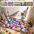 thumbnail image 1 of AZXY Easter Cross Rug 23.6"x15.8", He Is Risen Floral Bunny Egg Non-Slip Stain-Resistant Entryway Doormat, Washable Indoor Outdoor Area Rug for Bedroom Living Room Kitchen Easter Decorations, 1 of 7