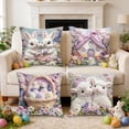 thumbnail image 1 of AZXY Easter Decorative Throw Pillow Covers 18x18 Set of 4, Soft Flock Fabric Square Pillow Case, Farmhouse Outdoor Pillow Cover for Couch Sofa Bed Car Spring Easter Home Decor, 1 of 6