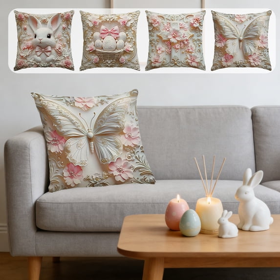 AZXY Easter Decorative Throw Pillow Covers 18x18, Soft Polyester Fabric Square Pillow Case, Farmhouse Outdoor Cushion Cover for Couch Sofa Bed Car Spring Easter Home Decor