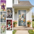 thumbnail image 1 of AZXY Easter Door Cover 71x35 Inch, Pink Bow with Eggs and Spring Flowers Door Banner Backdrop, Spring Front Door Decorations for Outdoor Porch Farmhouse Easter Party Wall Home Decor, 1 of 7