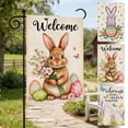 thumbnail image 1 of AZXY Easter Garden Flag 12x18 Inch, Double-Sided Linen Cartoon Bunny on Easter Egg Carrot Print Waterproof Weather-Resistant Yard Flag for Spring Outdoor Garden Decorations, 1 of 7