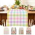 thumbnail image 1 of AZXY Easter Table Runner 72 Inches Long Linen Table Runner with Pastel Rainbow Buffalo Plaid Check Design, Spring Easter Table Decorations for Home Kitchen Dining Coffee Table Easter Party Decor, 1 of 7
