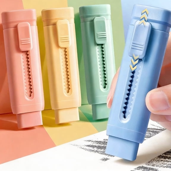 AZXY Erasers, Arrow Mark Push Retractable Erasers For Pencils, Neat Chip Gathering Easy Clean Eraser For Back to Study, Daily Note Correction & Stationery Retail Use, Blue