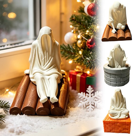 AZXY Faceless Ghost Halloween Decor, Indoor Tabletop Halloween Decorations For Home Bedroom Office Gothic Mantel Tiered Tray Spooky Wraith Autumn Figurine Table Ornament Gift for Women Men