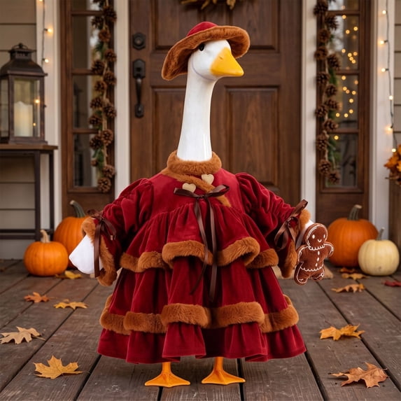 AZXY Fall Porch Goose Outfit, 23‑Inch Goose Costume for Porch Goose, Goose Clothes for Cement Plastic Lawn Goose Statue, Goose Clothing Accessory, Fall Decor for Yard Lawn Patio Garden Home