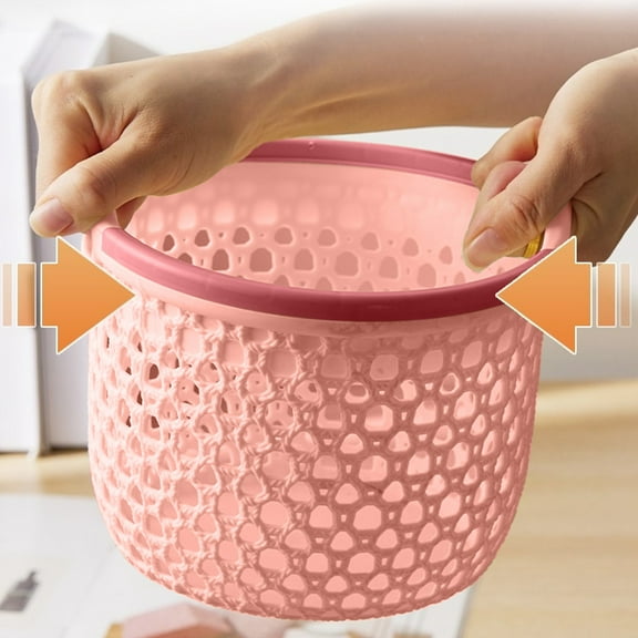 AZXY Flexible Laundry Hamper,Plastic Laundry Basket with Handles,Clothes Basket Storage Under $10,Small Dirty Clothes Hampers Pink