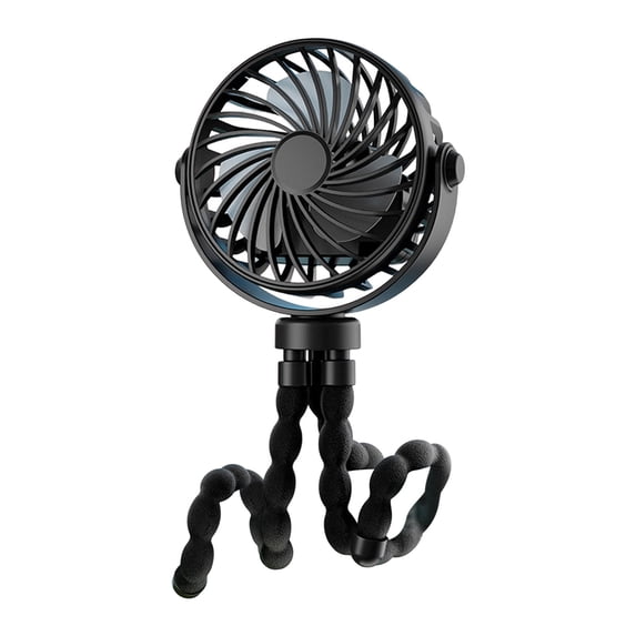 AZXY Flexible Octopus Tripod Clip-On Portable Cooling Fan, 3-Speed USB Recharge Multi-Angle Bendable Fan for Stroller Car Seat Bedside Camping Outdoor Daily Use, Black