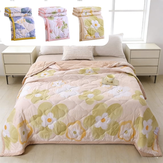 AZXY Floral Cooling Throw Blanket for Hot Sleepers, 39.37"x59.06" Cute Flower Summer Quilt, Lightweight Breathable Air Conditioner Comforter, Machine Washable Soft Blanket for Couch Bed Adults, Pink