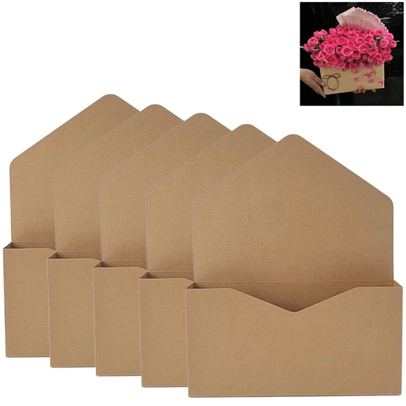 AZXY 5 Pcs DIY Flower Bouquet Gift Box Envelopes for Valentine's Day, Blank Surprise Box for Roses, Love Notes, and Romantic Surprise