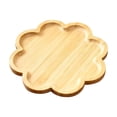 thumbnail image 1 of AZXY Flower-Shaped Bamboo Serving Tray, Japanese-Style Natural Wood Tray for Home Indoor Use, Snacks, Desserts and Tea Service Organization, Khaki, 1 of 6