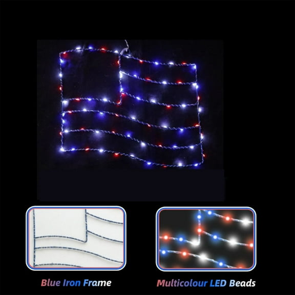 AZXY Fourth of July Decoration,4th of July Lights,Patriotic Lights,Flag Shaped Window Lights Festive Decorative Led Lights Independence Day Garden Window Decorative Lights