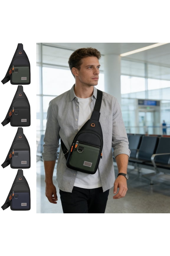 Fresh-Toned Crossbody Bag, Multi-Pocket Casual Style With Headphone Port For Daily Commute And Travel, Green