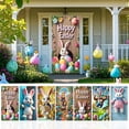 thumbnail image 1 of AZXY Funny Easter Bunny Door Cover 71x35 Inch, Bunny Reading Newspaper on Toilet Door Banner Backdrop, Spring Bathroom Wall Hanging Decor for Easter Party, 1 of 7