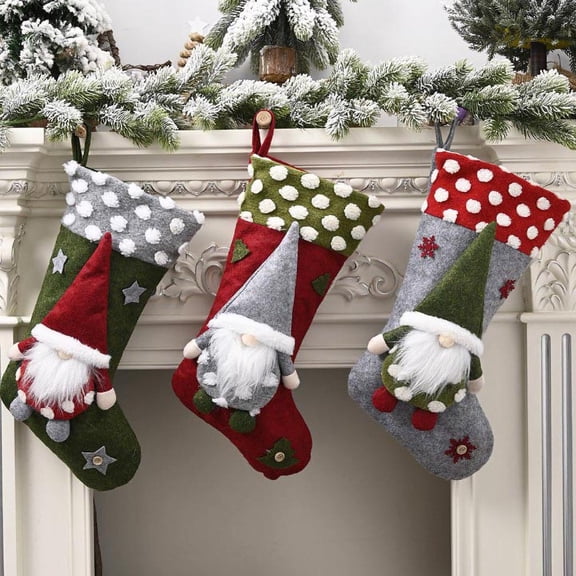 AZXY Gnome Christmas Decorations Indoor,Knitted Christmas Stockings,Large Christmas Stocking Gifts for Fireplace Candy Kids