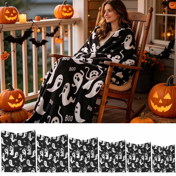 AZXY Halloween Blanket Boo Ghost Print Polyester Fleece Soft Halloween Blankets and Throws 39×59 Inches, Large Throw Halloween Decor for Home Indoor Holiday Arrangement