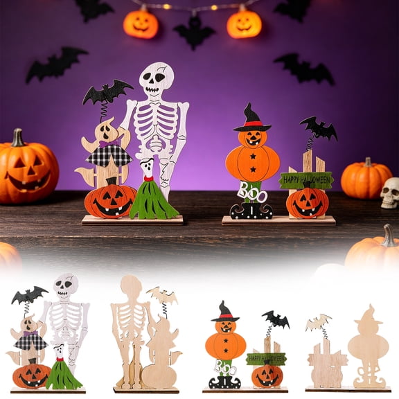 AZXY Halloween Decorations Wooden Tabletop Ornaments Spring Decorations