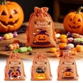 thumbnail image 1 of AZXY Halloween Drawstring Candy Pouches Texture Pumpkin Witch Print Treat Sacks, Reusable Portable Multipurpose Gift Goodie Bags for Halloween Party Favors & Holiday Decor Storage, 1 of 7