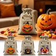 thumbnail image 1 of AZXY Halloween Drawstring Gift Bags Texture Pumpkin Print Candy Treat Pouches, Reusable Portable Multipurpose Goodie Sacks for Halloween Party Favors & Holiday Decor Storage, 1 of 7