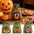 thumbnail image 1 of AZXY Halloween Drawstring Gift Bags Texture Pumpkin Print Candy Treat Pouches, Reusable Portable Multipurpose Goodie Sacks for Halloween Party Favors & Holiday Decor Storage, 1 of 7