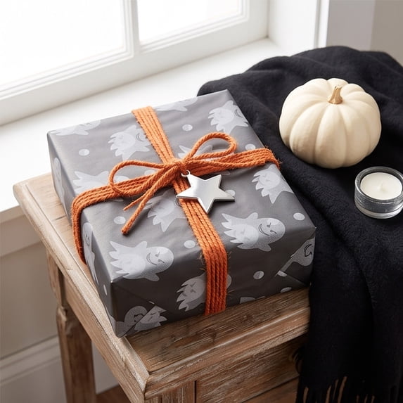 AZXY Halloween Wrapping Paper, 14" x 20" 20 Sheets,Ghost Thick Gift Wrap,Festive Wrapping Supplies for Halloween Party,Trick or Treat Gifts,Birthday,DIY Handmade Gift Packaging Halloween Decorations