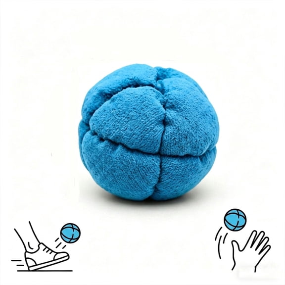 AZXY Hand Crocheted Soft Fabric Footbag, Lightweight Stable Flying Tossing Ball, Freestyle Kicking Practice Physical Training Game Supply , Blue