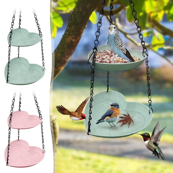 AZXY Hanging Platform Bird Feeder Outdoor, Open Design Wild Bird Feeder Squirrel Proof Easy Fill, Durable Bird Seed Feeders for Outside Garden Yard, Weather-Resistant Backyard Bird Feeding Station