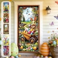 thumbnail image 1 of AZXY Happy Easter Bunny Door Cover 35.43x70.87 Inch, Floral Vest Bunny with Egg Basket Door Banner Backdrop, Spring Front Door Decorations for Outdoor Porch Farmhouse Easter Party Wall Home Decor, 1 of 7