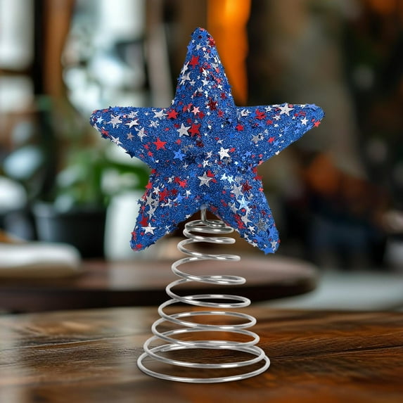 AZXY July 4th Ornaments,Patriotic Decorations,Patriotic Decorations for Tree,Independence Day Decor - Colorful Star Tree Topper