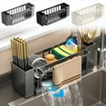 thumbnail image 1 of AZXY Kitchen Sink Caddy, Sponge Holder for Kitchen Sink, Kitchen Sink Organizer with Draining Tray and Dishcloth Rack, Countertop Sink Caddy for Sponge Holder Soap Brush Dispenser Scrubber, Strong, 1 of 6