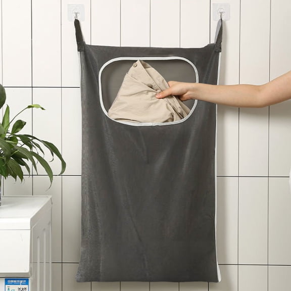 AZXY Laundry Basket Collapsible,Hanging Laundry Hamper Bag Door,Mesh Dirty Clothes Storage Basket Small,Foldable Dirty Clothes Hamper