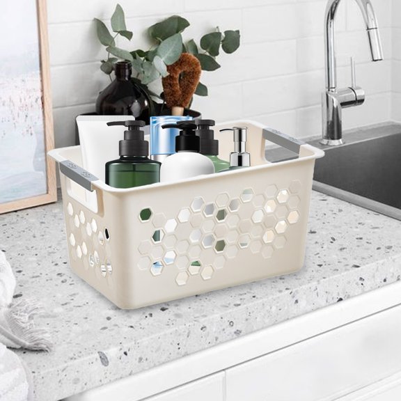 AZXY Laundry Basket,Plastic Laundry Basket Small,Dirty Clothes Storage Baskets Organizer for Bedroom Bathroom Dormitory Desktop,Plastic Baskets for Storage