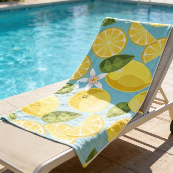 AZXY Lemon & Citrus Print Microfiber Beach Towel, Sand-Free Quick-Drying Towel for Poolside, Travel and Gym