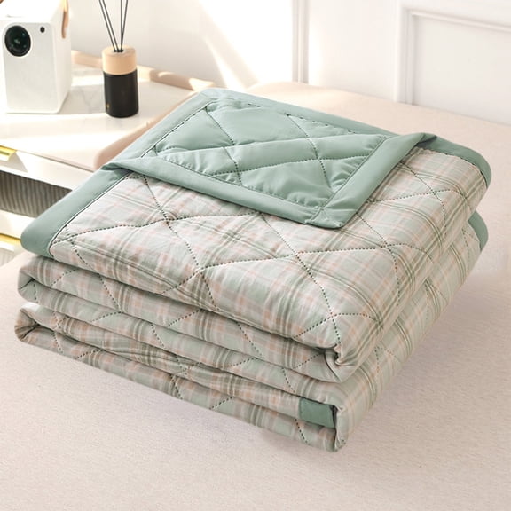 AZXY Lightweight Quilt,Cooling Comforter,Reversible Stain Protection Comforters for All Season,Cotton Summer Quilt for Hot Sleepers,100x150cm,Green