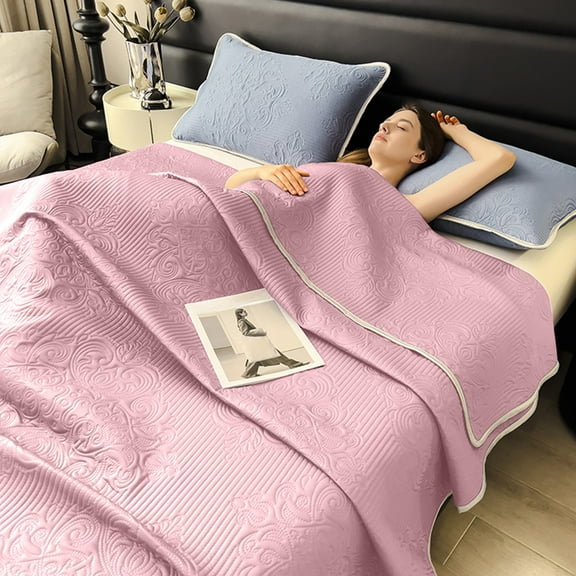 AZXY Lightweight Quilt,Summer Quilts Queen,Cooling Comforter for Hot Sleepers,Soft Breathable Cotton Lightweight Quilt Queen/Full ,150x200cm,Pink