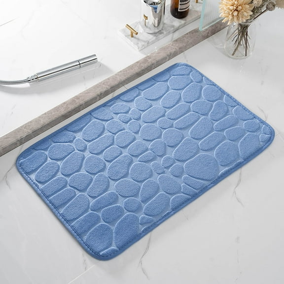 AZXY Memory Foam Bath Mat,Bath Mats for Bathroom Floor,Blue Bathroom Rugs,Washable Quick Dry Absorbent Nonslip Bathmat Under $15
