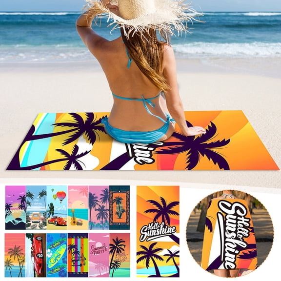 AZXY Microfiber Beach Towel, 30x60 Inch, Beach Car Print, Absorbent, Fast Drying, No Fade, Lightweight, Beach, Swimming, Pool, Outdoor, Picnic