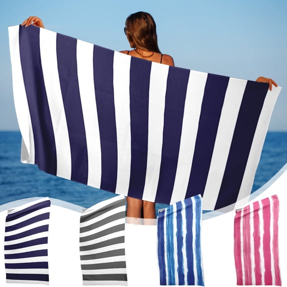 AZXY Microfiber Beach Towel, Oversized Quick Dry Large Beach Towel for Adults, 59x29.5 Inch Striped Towel for Beach Pool Travel Sports Gym Camping, Pink
