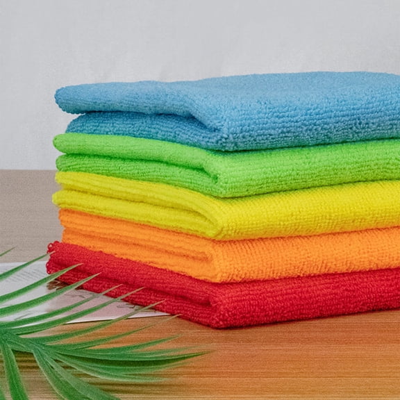 AZXY Microfiber Kitchen Towels (5 Pack) 11.8"x11.8" Highly Absorbent Dish Cloths | Dry & Wet Use Dishwashing Towel - Lint-Free Durable Polyester Cleaning Cloth for Kitchen/Table (Yellow)