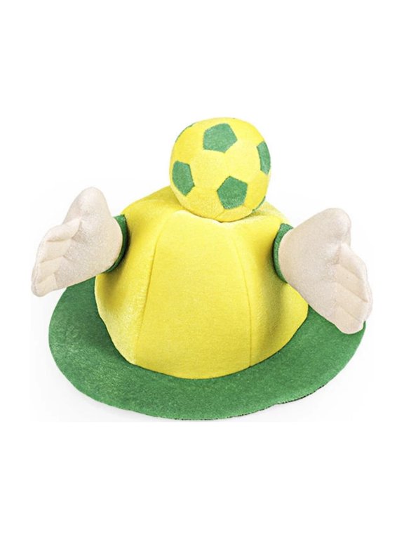 Novelty Soccer Fan Party Hat with Plush Arms, Soft Yellow-Green Costume Accessory for Sports Events, Viewing Parties and Stadium Celebrations, Yellow-Green
