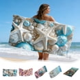 thumbnail image 1 of AZXY Ocean Themed Beach Towel, Starfish Seashell Print Microfiber Towel, Quick Dry Absorbent Bath Towel for Adults, Pool, Travel, Camping, 55.12x27.56 Inch, 1 of 7