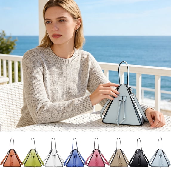 AZXY Pastel Fresh Triangle Crossbody Bag, Soft Tone Sculptural Handbag For Daily Walk Travel And Casual Light Outfits, Light Blue
