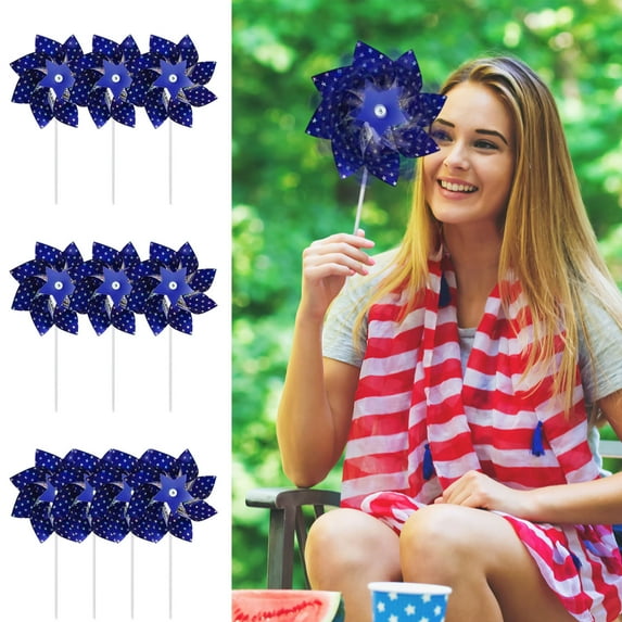 AZXY Patriotic Decorations Outdoor,4th of July Yard Signs,10pcs Red White and Blue 4th of July Decorations Flag Garden Wind Spinners Yard Outdoor Decor Memorial Day Independence Party Supplies