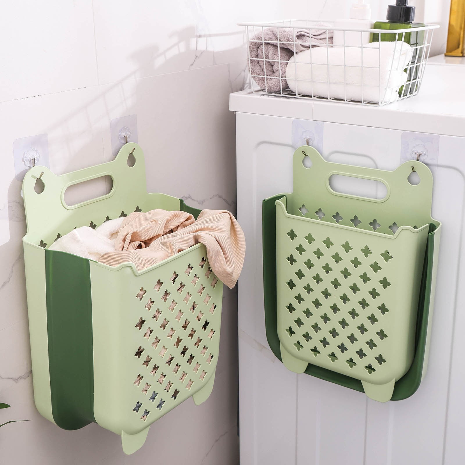 AZXY Plastic Laundry Basket,Flexible Laundry Hamper,Large Tall Dirty Clothes Basket for Bathroom Toys,Hanging Collapsible Foldable Dirty Clothes Hampers Under $20