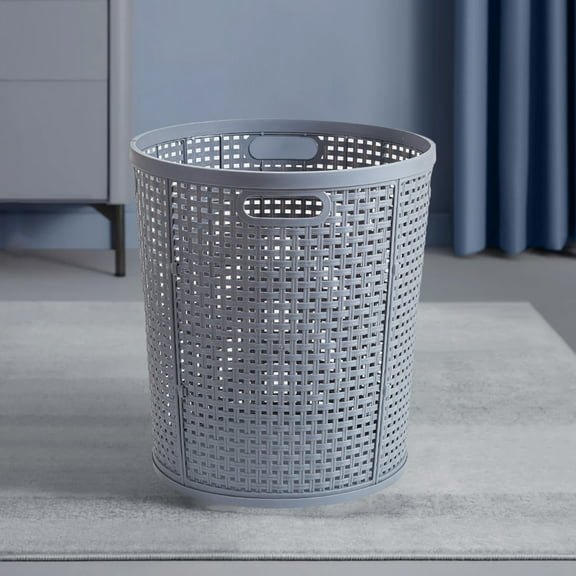 AZXY Plastic Laundry Basket,Flexible Laundry Hamper,Plastic Storage Bins with Handles,Tall Large Dirty Clothes Storage Basket for Bathroom Dormitory Toys Gray
