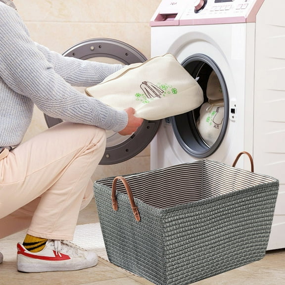 AZXY Plastic Laundry Basket,Flexible Laundry Hamper,Wicker Laundry Basket,Clothes Hampers,Large Woven Dirty Clothes Storage Baskets for Bathroom Shelves Toys Gray