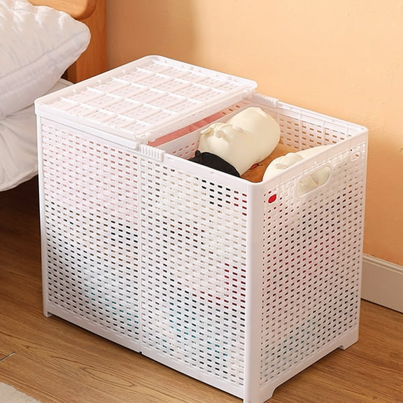 AZXY Plastic Laundry Basket,Laundry Hamper with Lid,Dirty Clothes Hamper with Lid,Dirty Clothes Bin Storage for Bathroom