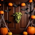 thumbnail image 1 of AZXY Ram Skull Door Knocker Halloween Decor, Indoor Outdoor Front Door Yard Halloween Party Decorations For Home Rustic Wall Hanging Porch Mantel Tiered Tray Skeleton Ornament Gift For Women, 1 of 6