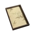 thumbnail image 1 of AZXY Rectangular Embroidered Bamboo Leaf Wooden Tray, Warm Toned Multi-Purpose Household Tray for Daily Organization, Decor and Home Storage, Yellow, 1 of 6