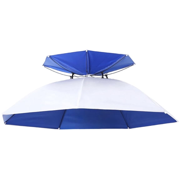 AZXY Reflective Silver Double-layer Umbrella Hat, Overhead Sun Shade Umbrella Hat, Sun & Rain Dual Use Head Wear for Outdoor Angling, Field Work and Gardening Tasks, Silver
